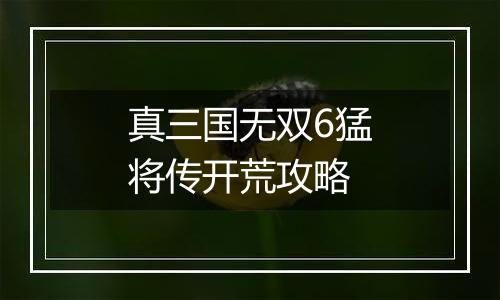 真三国无双6猛将传开荒攻略