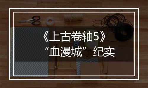 《上古卷轴5》“血漫城”纪实