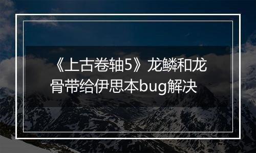 《上古卷轴5》龙鳞和龙骨带给伊思本bug解决