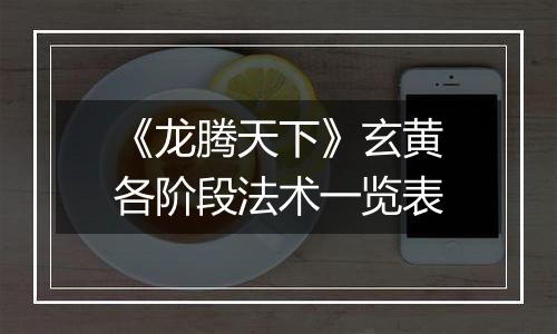 《龙腾天下》玄黄各阶段法术一览表