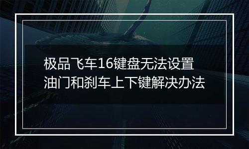 极品飞车16键盘无法设置油门和刹车上下键解决办法