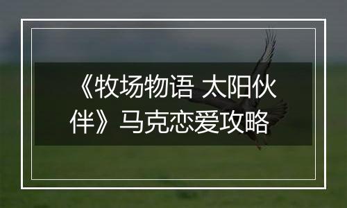 《牧场物语 太阳伙伴》马克恋爱攻略