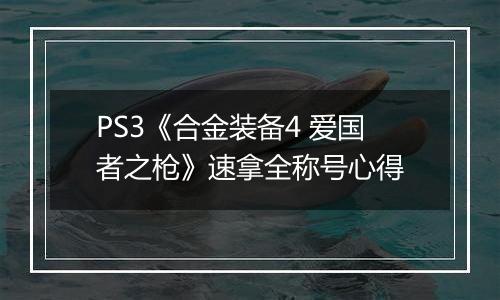 PS3《合金装备4 爱国者之枪》速拿全称号心得