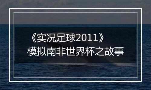 《实况足球2011》模拟南非世界杯之故事