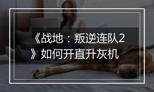 《战地：叛逆连队2》如何开直升灰机