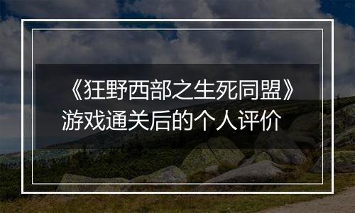 《狂野西部之生死同盟》游戏通关后的个人评价