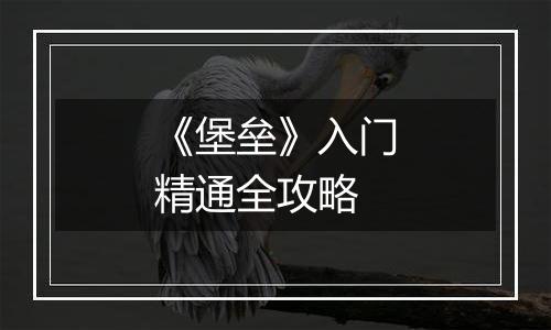 《堡垒》入门精通全攻略