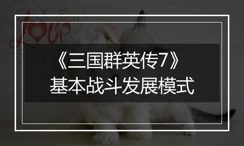 《三国群英传7》基本战斗发展模式