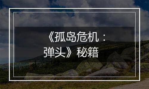 《孤岛危机：弹头》秘籍