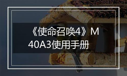 《使命召唤4》M40A3使用手册