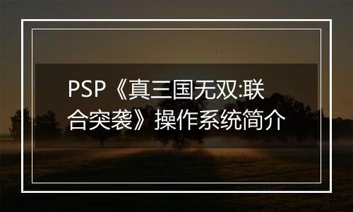 PSP《真三国无双:联合突袭》操作系统简介