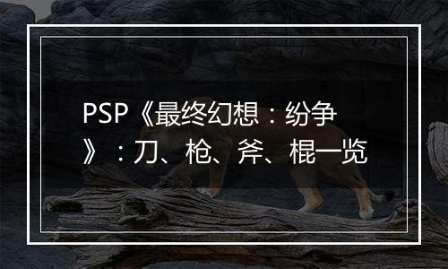 PSP《最终幻想：纷争》：刀、枪、斧、棍一览