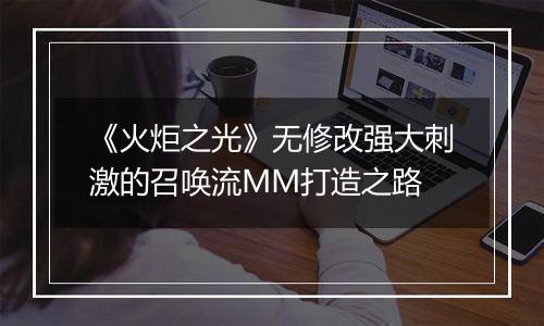 《火炬之光》无修改强大刺激的召唤流MM打造之路