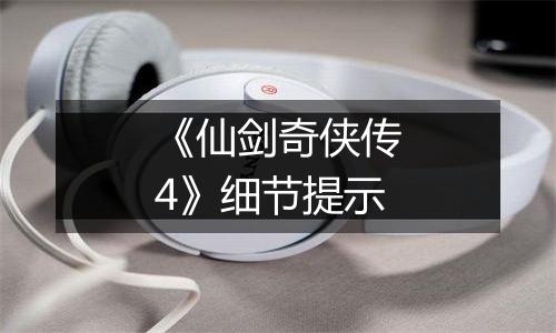 《仙剑奇侠传4》细节提示