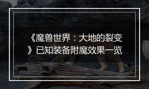 《魔兽世界：大地的裂变》已知装备附魔效果一览