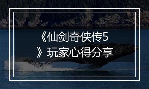 《仙剑奇侠传5》玩家心得分享