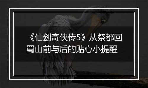 《仙剑奇侠传5》从祭都回蜀山前与后的贴心小提醒