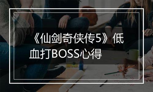 《仙剑奇侠传5》低血打BOSS心得