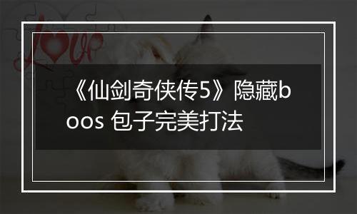 《仙剑奇侠传5》隐藏boos 包子完美打法