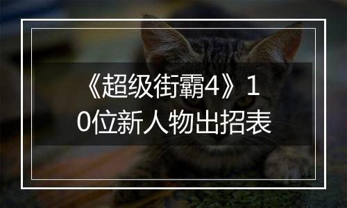 《超级街霸4》10位新人物出招表