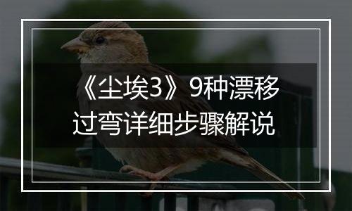 《尘埃3》9种漂移过弯详细步骤解说