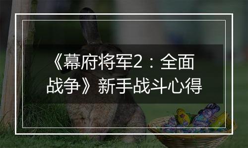 《幕府将军2：全面战争》新手战斗心得