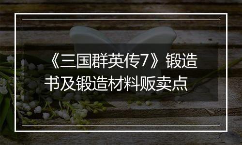 《三国群英传7》锻造书及锻造材料贩卖点
