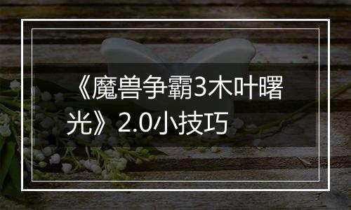 《魔兽争霸3木叶曙光》2.0小技巧