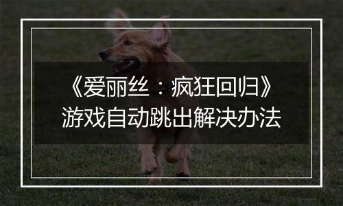 《爱丽丝：疯狂回归》游戏自动跳出解决办法