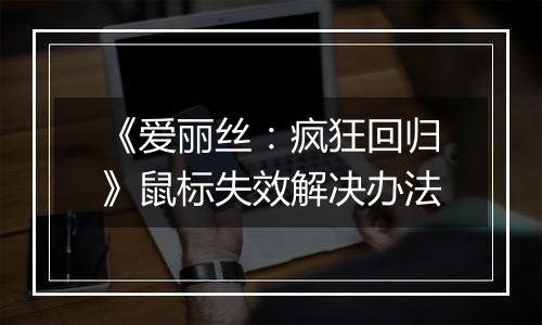 《爱丽丝：疯狂回归》鼠标失效解决办法