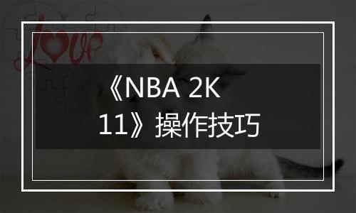 《NBA 2K11》操作技巧