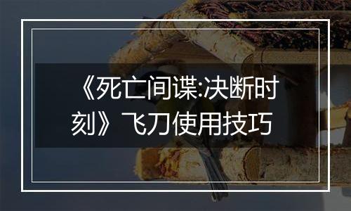 《死亡间谍:决断时刻》飞刀使用技巧