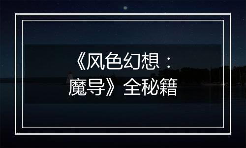 《风色幻想：魔导》全秘籍