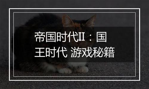 帝国时代II：国王时代 游戏秘籍