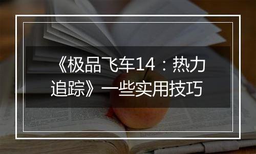 《极品飞车14：热力追踪》一些实用技巧