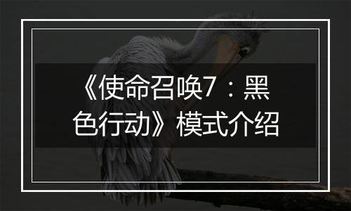 《使命召唤7：黑色行动》模式介绍