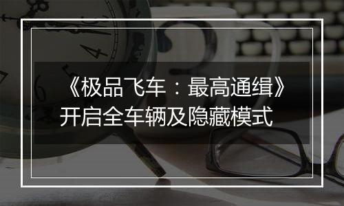 《极品飞车：最高通缉》开启全车辆及隐藏模式