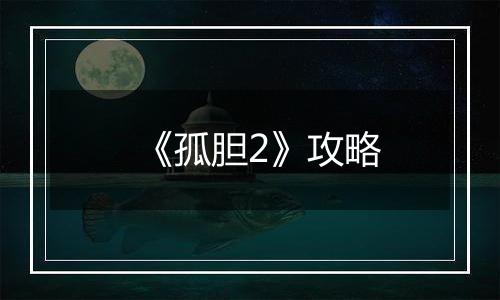 《孤胆2》攻略