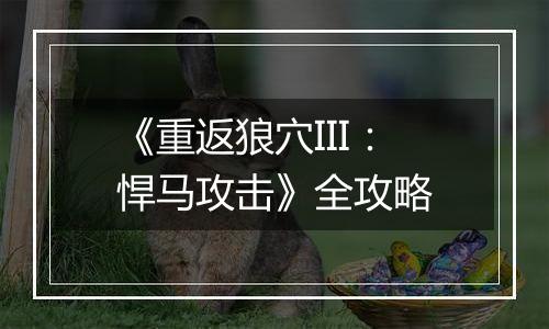 《重返狼穴III：悍马攻击》全攻略