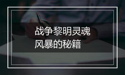 战争黎明灵魂风暴的秘籍