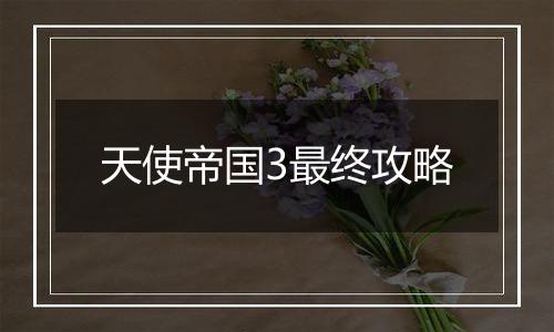 天使帝国3最终攻略