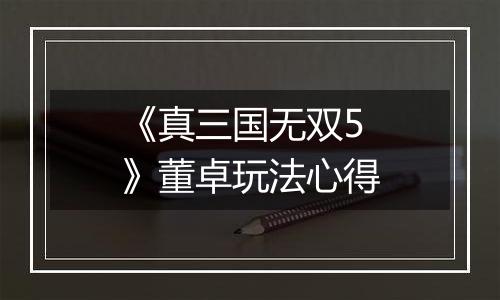 《真三国无双5》董卓玩法心得