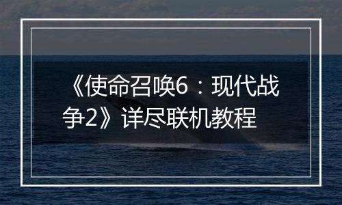 《使命召唤6：现代战争2》详尽联机教程