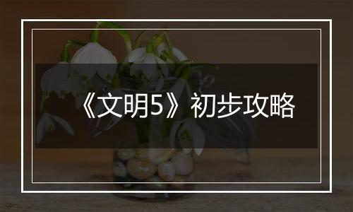 《文明5》初步攻略