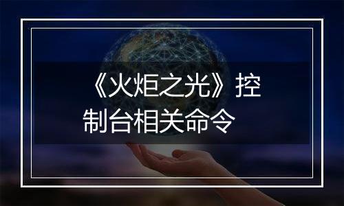《火炬之光》控制台相关命令