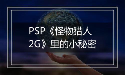 PSP《怪物猎人2G》里的小秘密