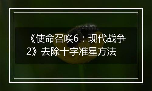 《使命召唤6：现代战争2》去除十字准星方法