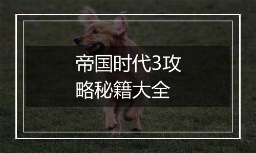 帝国时代3攻略秘籍大全