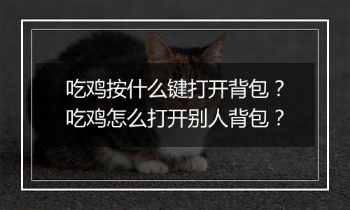 吃鸡按什么键打开背包？吃鸡怎么打开别人背包？