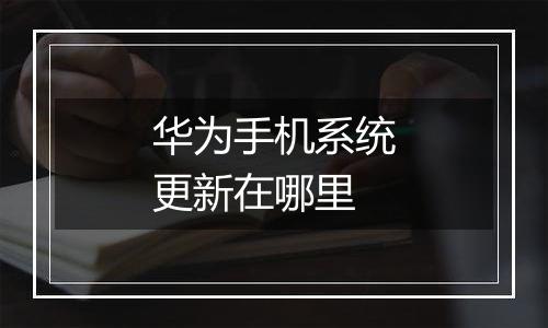 华为手机系统更新在哪里